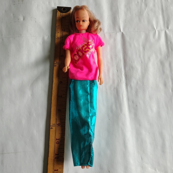 Vintage Blonde Hair Doll Pink Rock Shirt Blue Maxi Skirt Hong Kong Unbranded - Picture 5 of 16